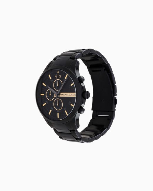 ARMANI EXCHANGE Black Three-Hand Watch With Steel Strap for men
