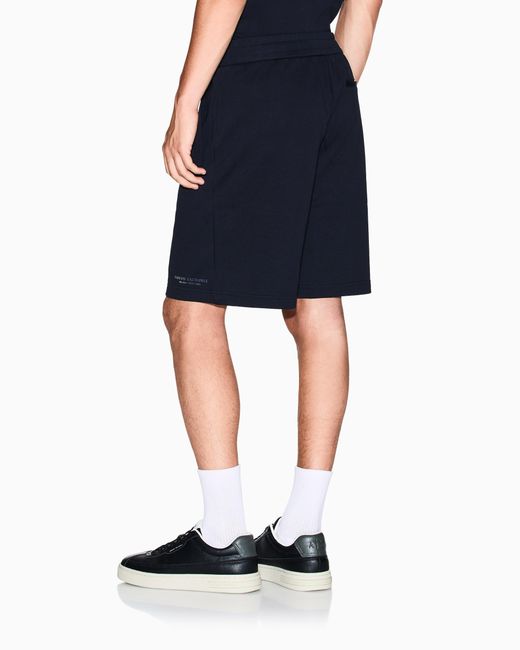 ARMANI EXCHANGE Blue Drawstring Cotton French Terry Shorts With Logo Essential for men
