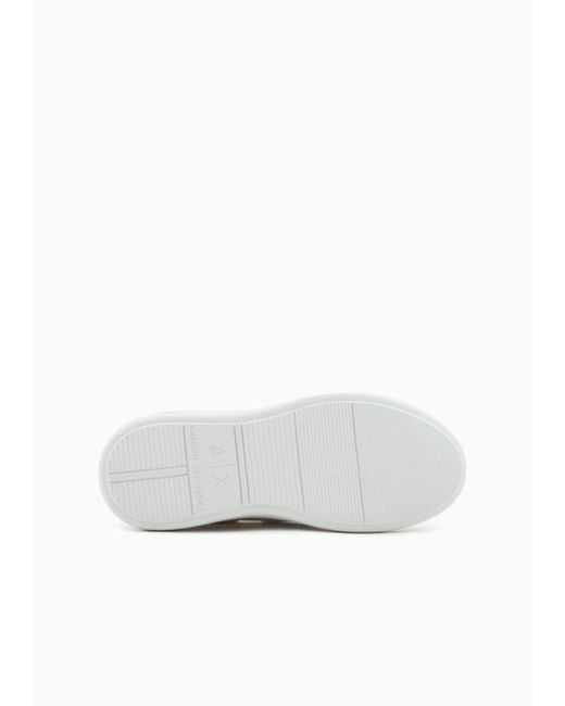 Armani Exchange White Sneakers With High Sole And Tears