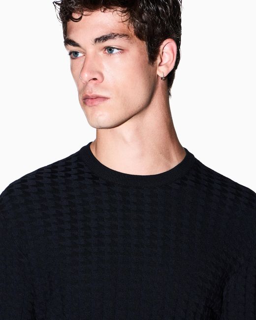 ARMANI EXCHANGE Blue Regular Fit Pullover Viscose Blend for men