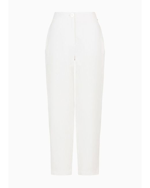 Armani Exchange White Linen And Cotton Balloon Trousers