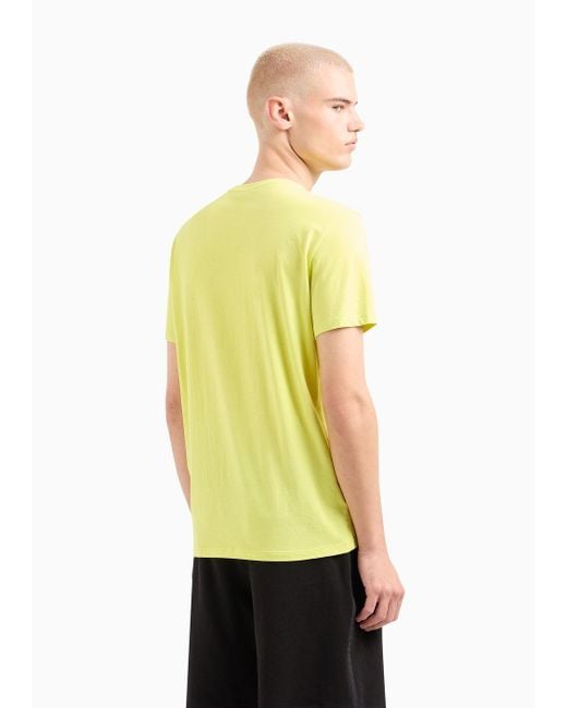 T-shirt Regular Fit In Cotone Organico Asv Con Patch A Contrasto di Armani Exchange in Yellow da Uomo