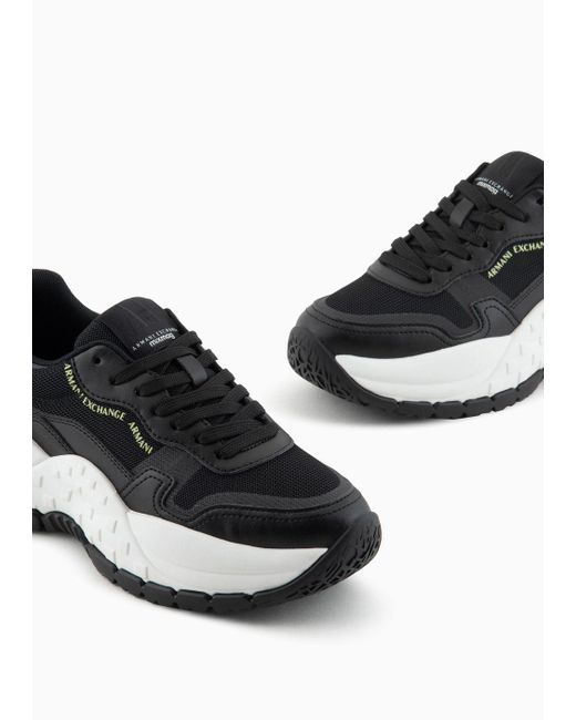 Armani Exchange Black Two-tone Chunky Sneakers With Maxi Sole