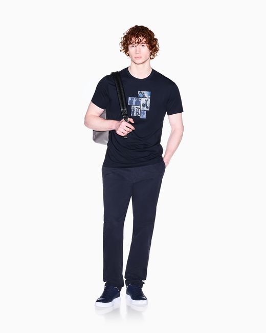 ARMANI EXCHANGE Blue Regular Fit T-Shirt for men