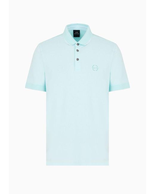 Armani Exchange Blue Cotton Piquet Polo Shirt for men