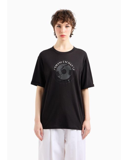 Armani Exchange Black Relaxed Fit T-shirts