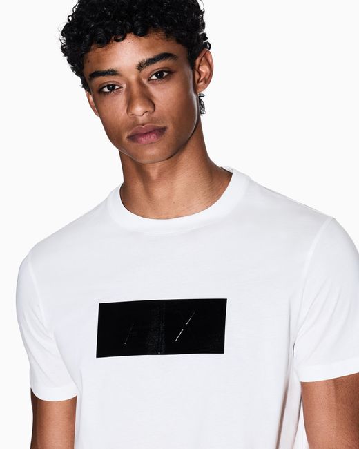 Camiseta De Corte Regular Con Estampado De Logotipo En Vinilo ARMANI EXCHANGE de hombre de color White