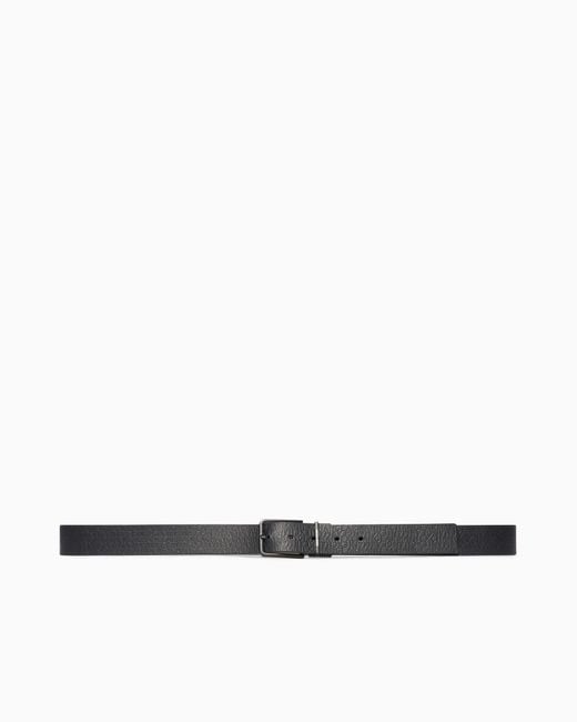 ARMANI EXCHANGE White Smooth Leather Belt With Square Buckle for men
