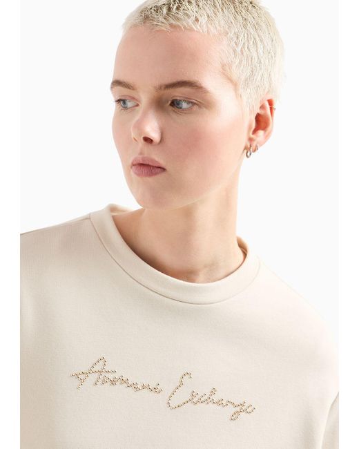Armani Exchange White Asv Organic Cotton Crew Neck Sweatshirt