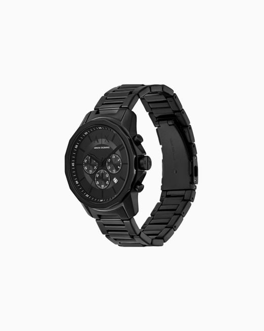ARMANI EXCHANGE Black Chronograph Stainless Steel Watch And Bracelet Set for men