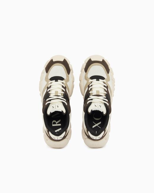 ARMANI EXCHANGE White Sneakers With Oversized Sole And Contrasting Inserts for men