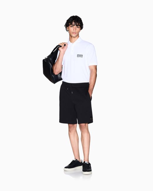 Polo En Coton Coupe Régulière Avec Détails Dorés ARMANI EXCHANGE pour homme en coloris White