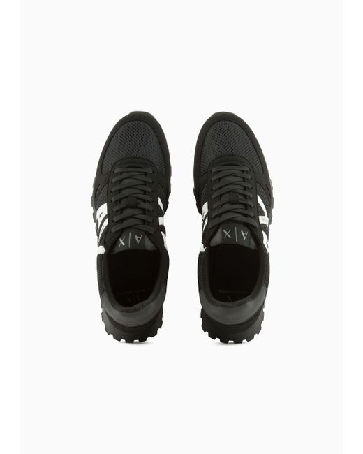 Armani Exchange Black Sneakers With Mesh And Eco-suede Inserts for men
