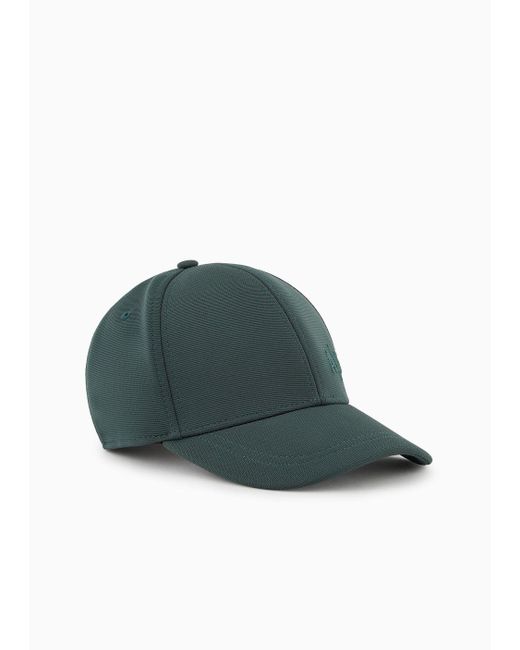 Armani Exchange Green Hat With Visor In Technical Fabric With Logo for men