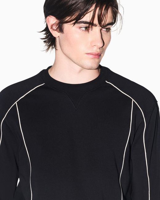 ARMANI EXCHANGE Black Sophisticated Comfort Crewneck Interlock Sweatshirt for men