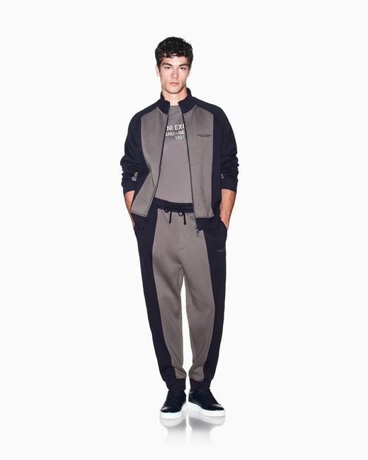 ARMANI EXCHANGE Blue Regular Fit Sweatshirt Bonded Stretch Cotton Blend for men