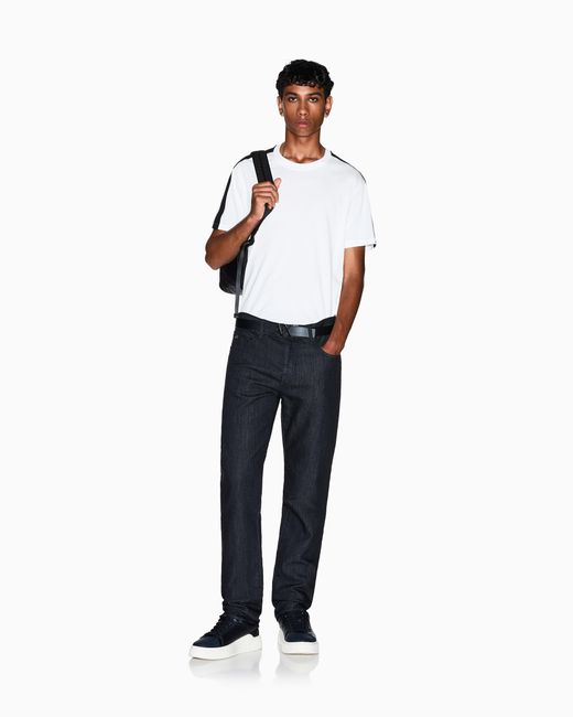 ARMANI EXCHANGE White Regular Fit Cotton T-Shirt With Embossed Logo Essential for men