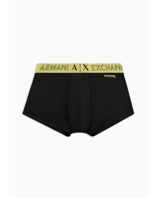 Armani Exchange Black Boxer With Contrasting Band In Asv Organic Fabric for men