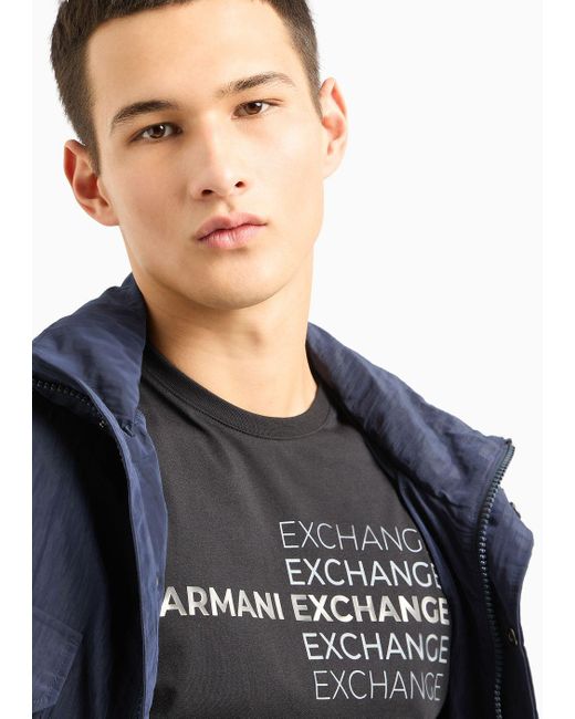 T-shirt Regular Fit In Cotone Con Stampa Metal di Armani Exchange in Black da Uomo