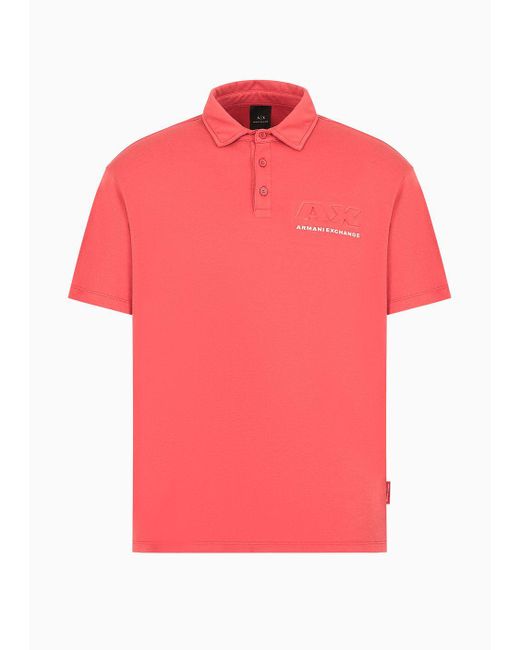 Armani Exchange Pink Regular Fit Cotton Polo Shirt With Short Sleeves And Logo for men