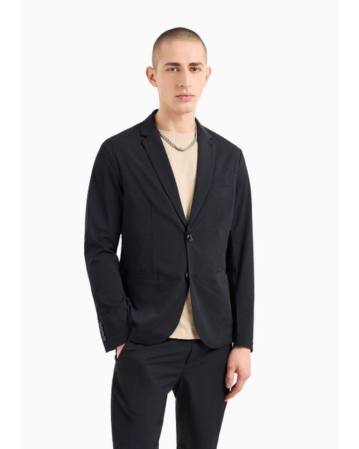 Armani Exchange Black Single-breasted Ultra-stretch Twill Jacket for men