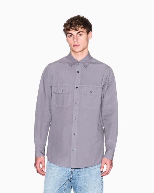 ARMANI EXCHANGE Purple Cotton Ripstop Shirt for men