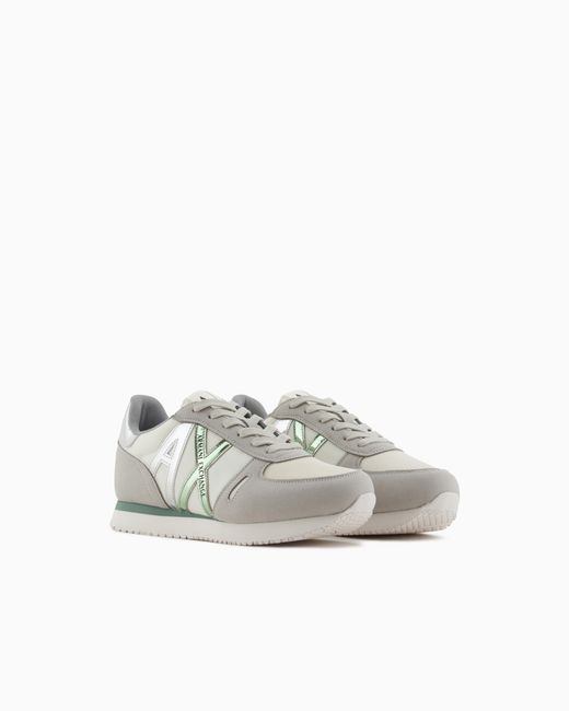 ARMANI EXCHANGE White Microfiber Sneakers With Logo