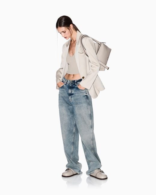 ARMANI EXCHANGE Blue Relaxed Fit Distressed Denim Pants