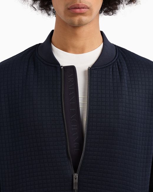 ARMANI EXCHANGE Blue Bomber Jacket With Zip for men