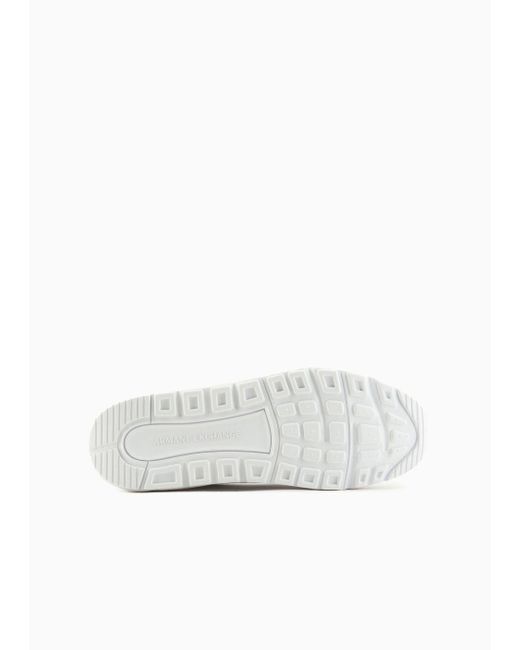 Armani Exchange A|X ARMANI EXCHANGE Bronx Low-Top einfarbigem Leder Sneaker in White für Herren