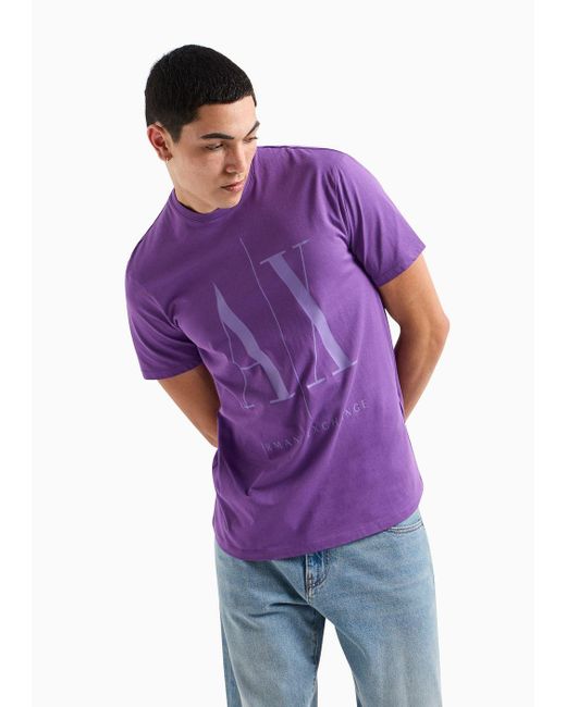 Armani Exchange Jersey-t-shirt In Normaler Passform in Purple für Herren