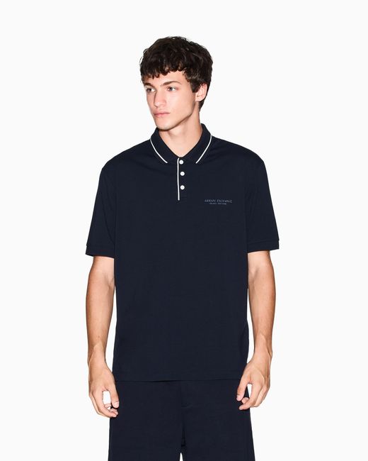 ARMANI EXCHANGE Blue Regular Fit Polo Shirt for men