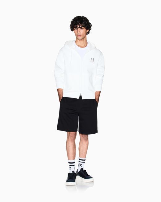 ARMANI EXCHANGE White Full-Zip Hoodie for men