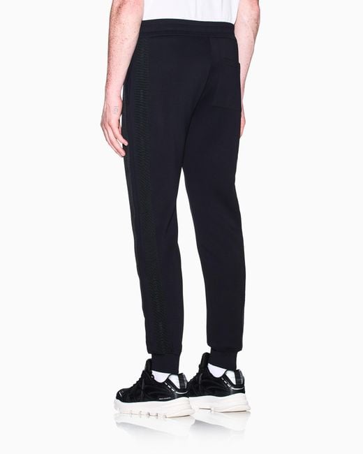 ARMANI EXCHANGE Blue Regular Fit Trousers Bonded Stretch Cotton Jersey for men