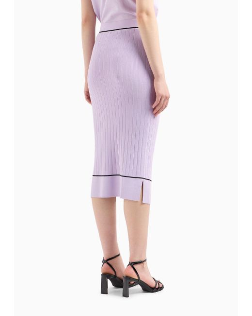 Armani Exchange Purple Asv Ribbed Knit Midi Skirt