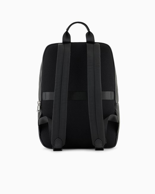 ARMANI EXCHANGE Black Textured Backpack With A Zippered Pocket And Padded Straps for men