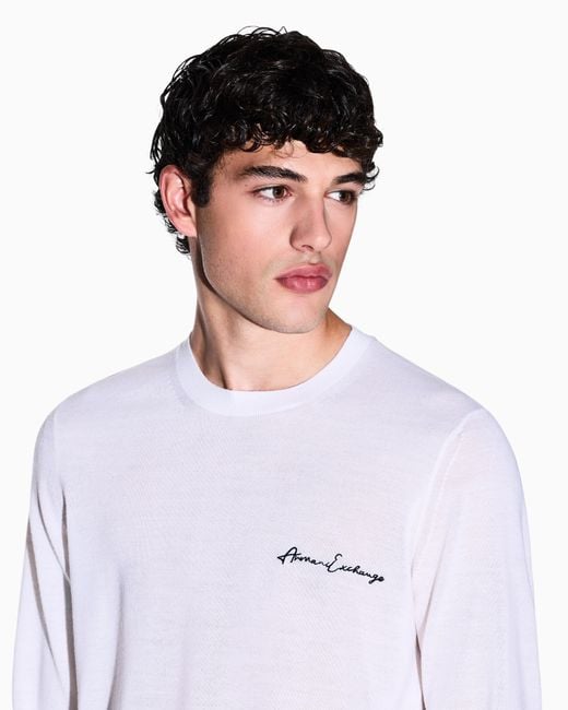 ARMANI EXCHANGE White Crew Neck Sweater for men