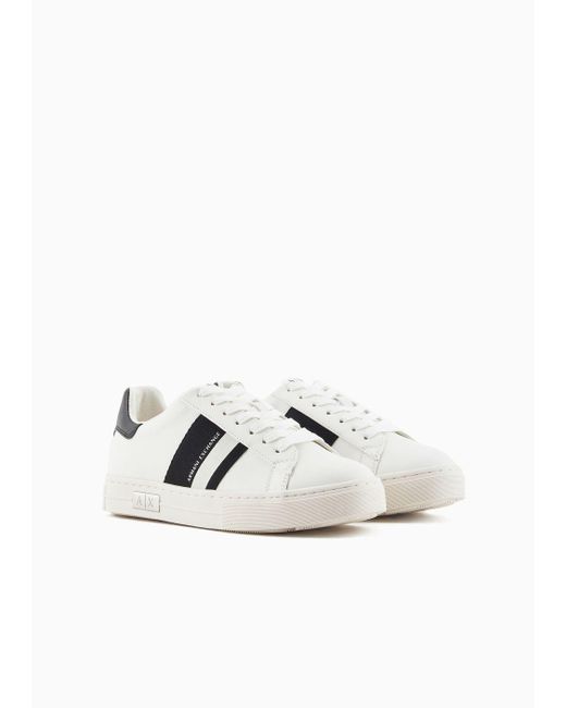 Armani Exchange White Sneakers With Contrasting Details