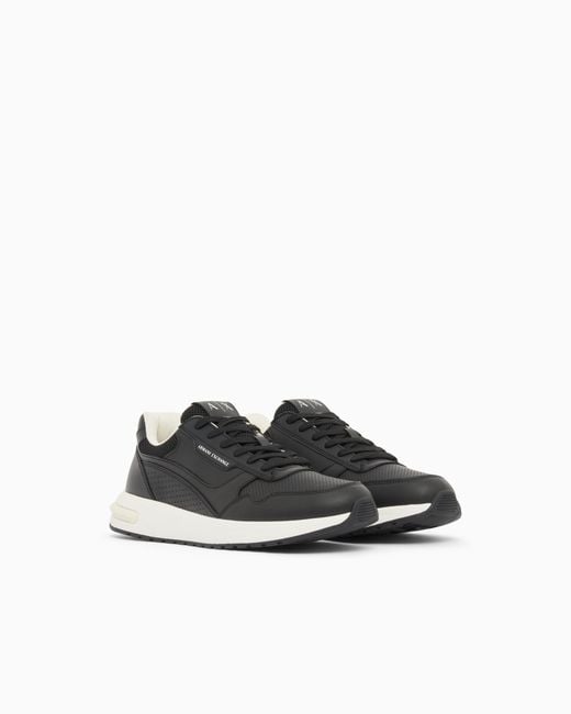 ARMANI EXCHANGE White Technical Fabric Sneakers for men