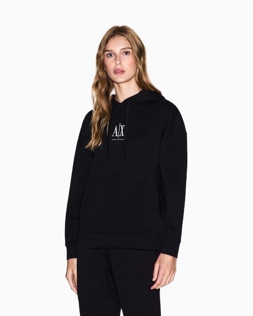 ARMANI EXCHANGE Black Cotton Hoodie