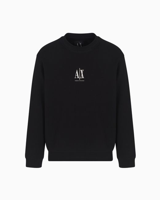 Crewneck Sweatshirt With Embroidered Logo ARMANI EXCHANGE de hombre de color Black