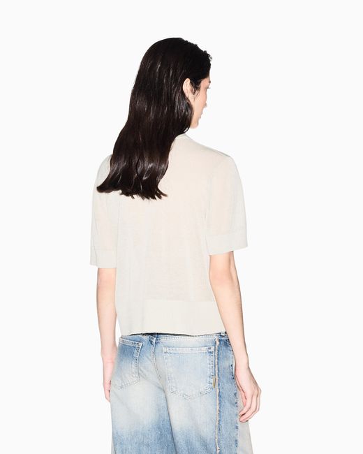 ARMANI EXCHANGE White Short-Sleeved Linen Blend Cardigan