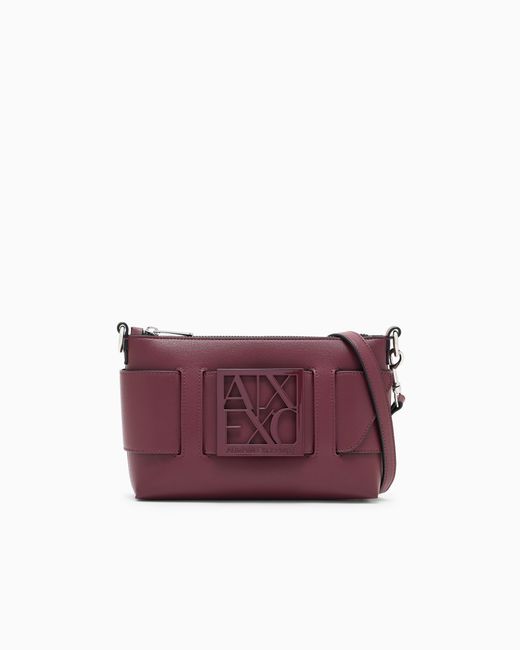 ARMANI EXCHANGE Purple Color Block Shoulder Bag With Maxi Logo