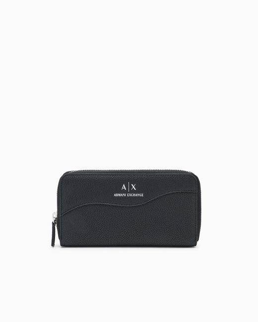ARMANI EXCHANGE Black Portemonnaie Mit Umlaufendem Reißverschluss Und Geformten Nähten