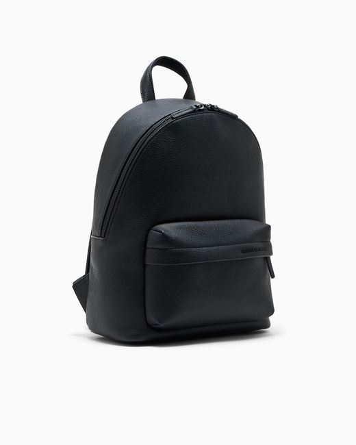 ARMANI EXCHANGE Blue Textured Backpack With Front Zip Pocket And Embossed Logo for men