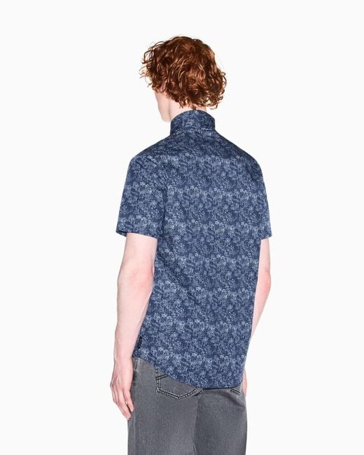 ARMANI EXCHANGE Blue Oversized Cotton Shirt for men