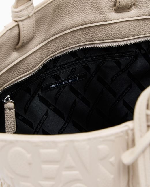 ARMANI EXCHANGE Natural Shopper Bag With Allover Logo