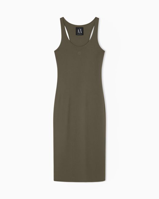 ARMANI EXCHANGE Green Fitted Sleeveless Midi Dress