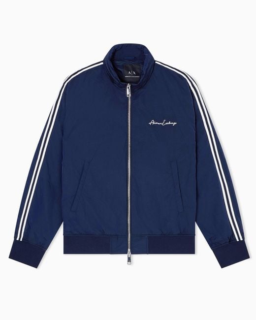 ARMANI EXCHANGE Blue Contrasting Bands Jacket With Zip for men