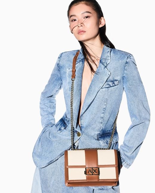 ARMANI EXCHANGE Natural Crossbody Bag Made Of Smooth Material